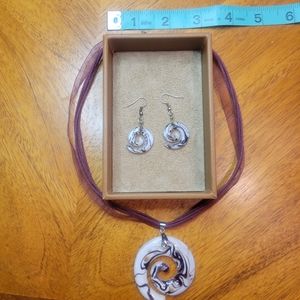 Pretty purple swirl necklace on ribbon 🎀